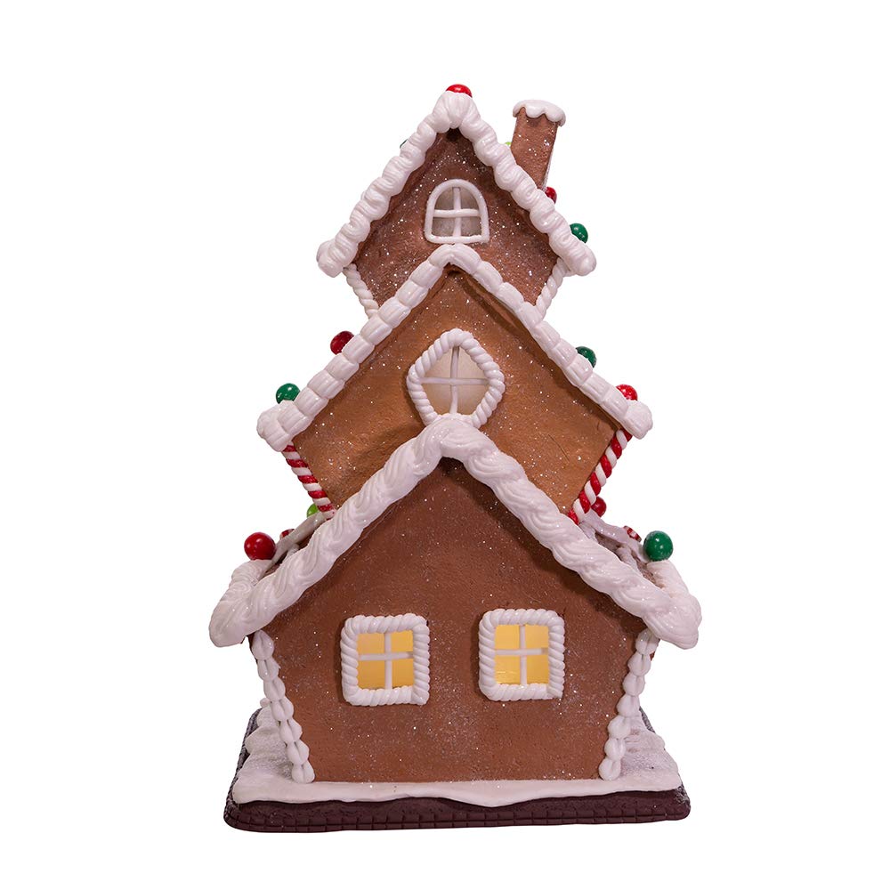 Built-in timer on Kurt S. Adler gingerbread house for automated lighting.