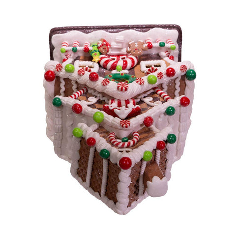 Durable claydough material of Kurt S. Adler gingerbread house.
