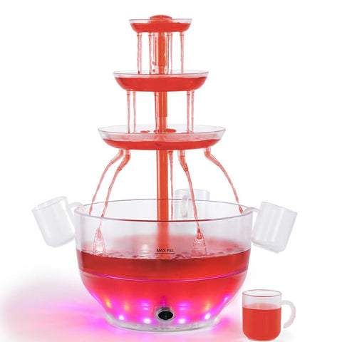 Kusini Drink Fountain 3-tier punch bowl showcases cascading beverage flow at parties.