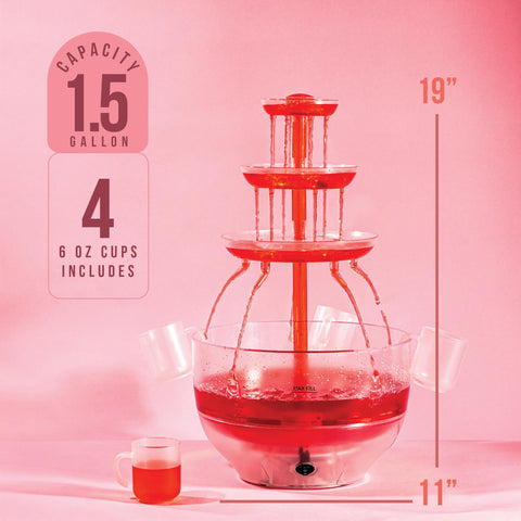 Kusini Drink Fountain LED base lights up the tower, creating a sparkling centerpiece.