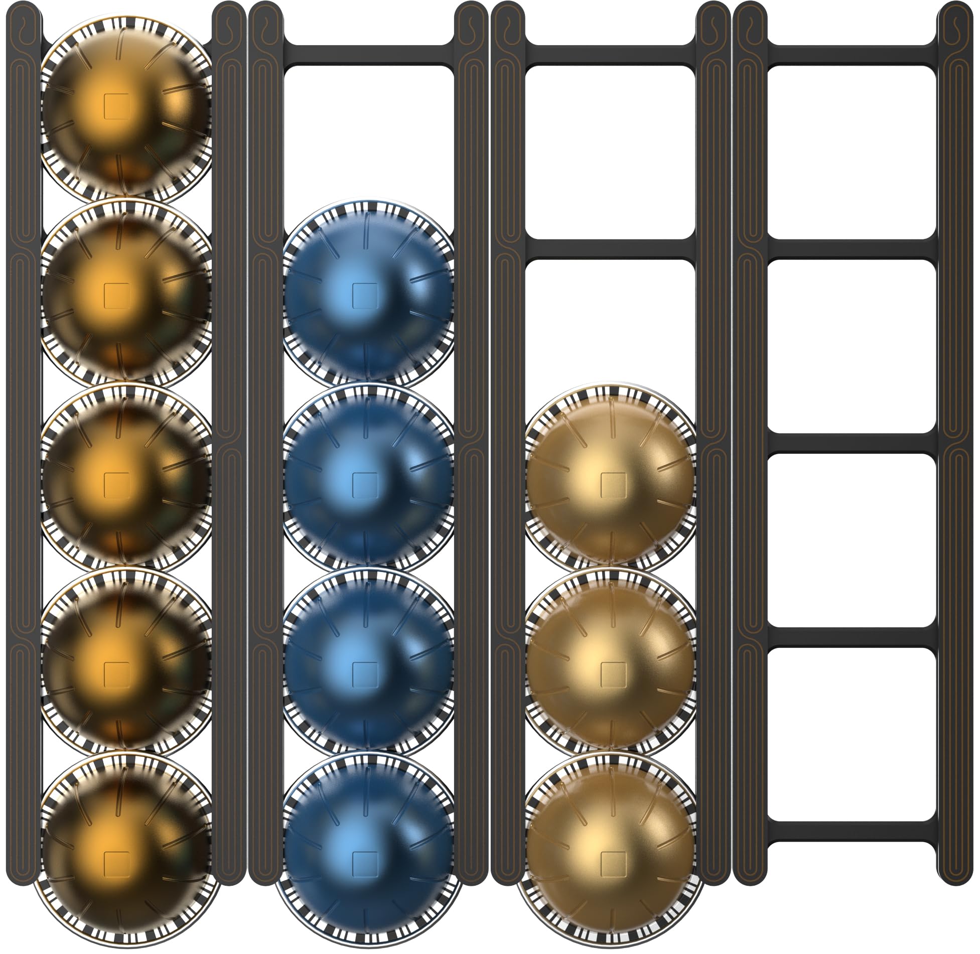 KUSOVILI adhesive pod holder with ladder design displays VertuoLine pods neatly.