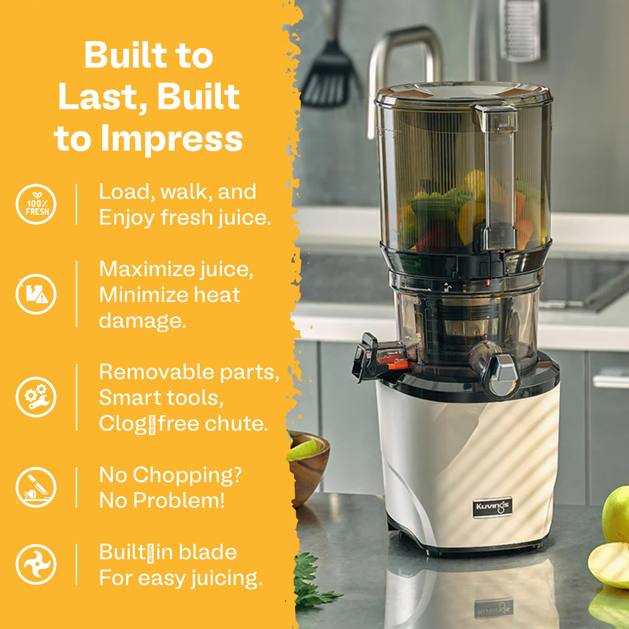 Kuvings AUTO10 easy-clean removable parts streamline cleanup after juicing