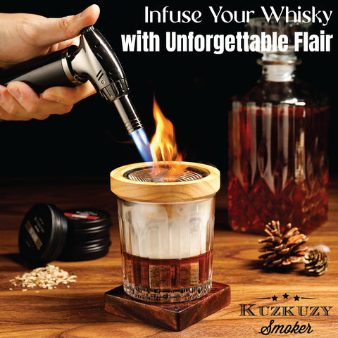 KUZKUZY wood chip flavors array showcasing six varieties for customizable smokiness.