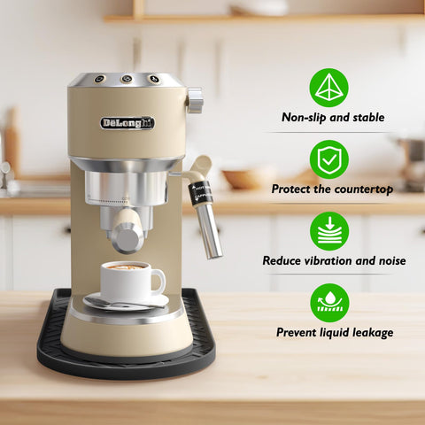 KVRG heat-resistant mat protects countertops against high-temperature espresso machines.