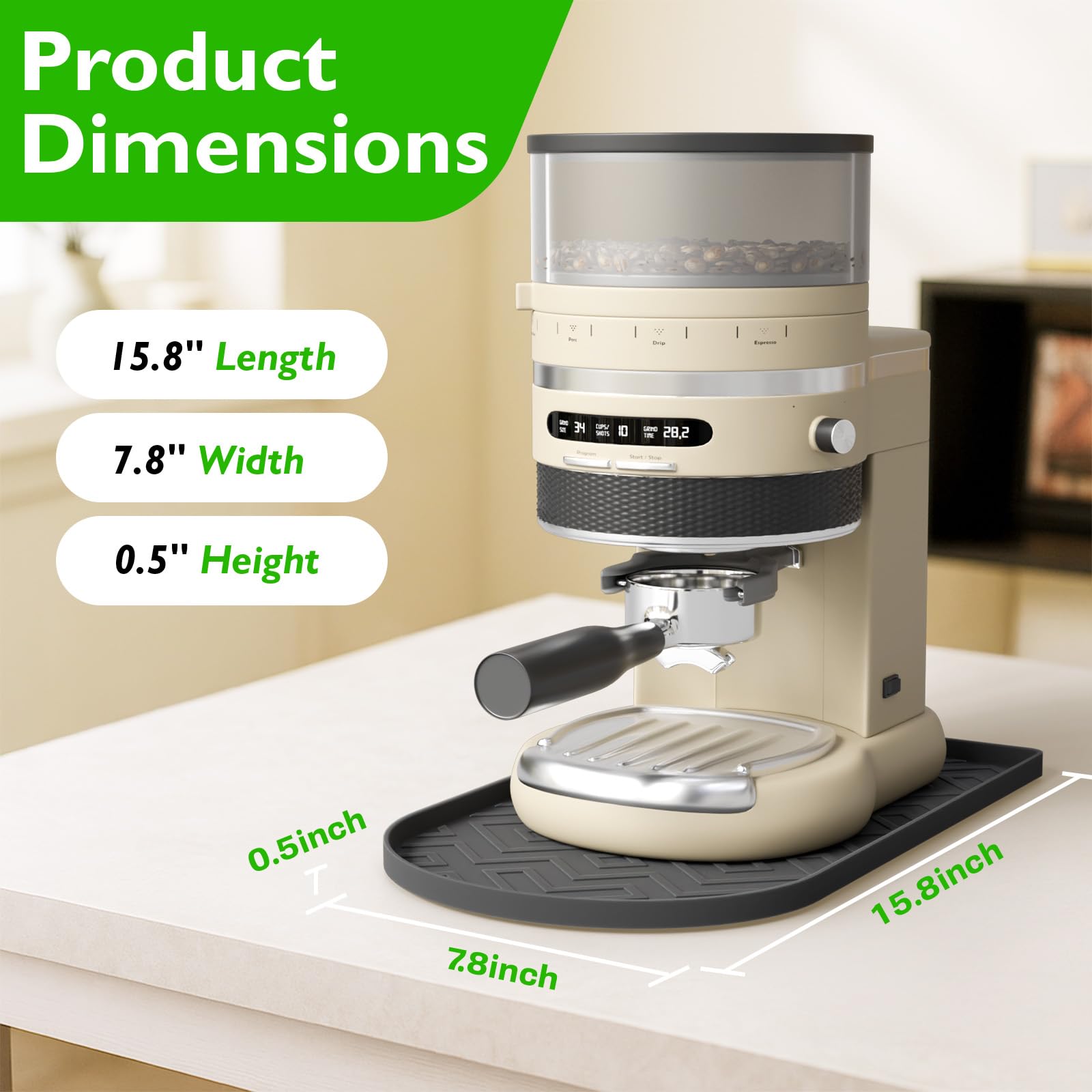 KVRG non-slip surface prevents movement during coffee brewing.