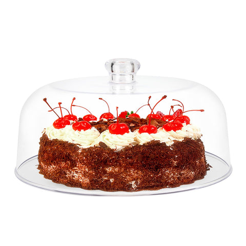 KVMORZE 11-inch clear cake dome cover showcases desserts while protecting them.