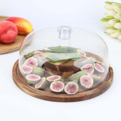 KVMORZE acrylic round pastry cloche protects pastries while keeping them visible.