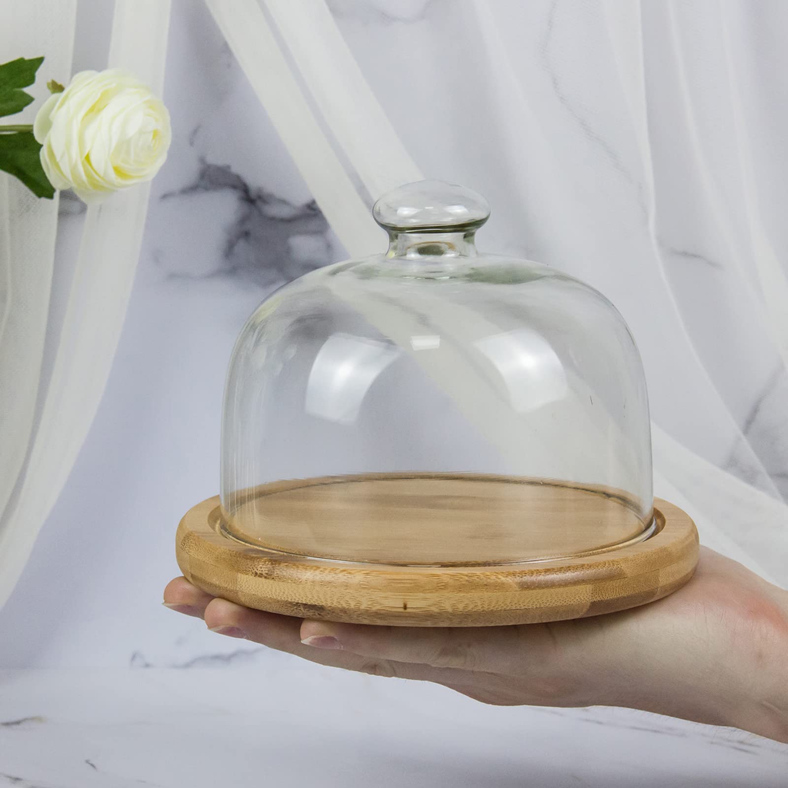 KVMORZE bamboo and glass serving tray blends natural charm with practical display
