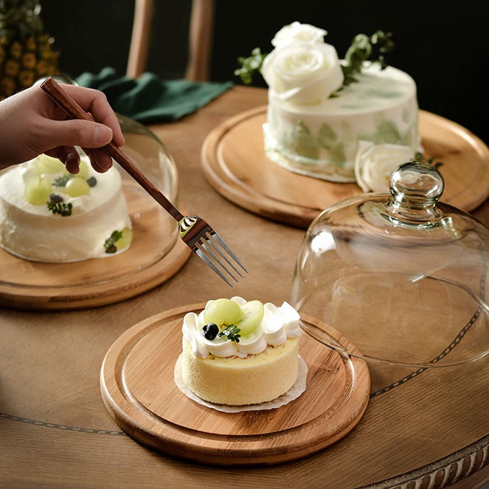 KVMORZE mini cake tray with glass cover ideal for small desserts at gatherings