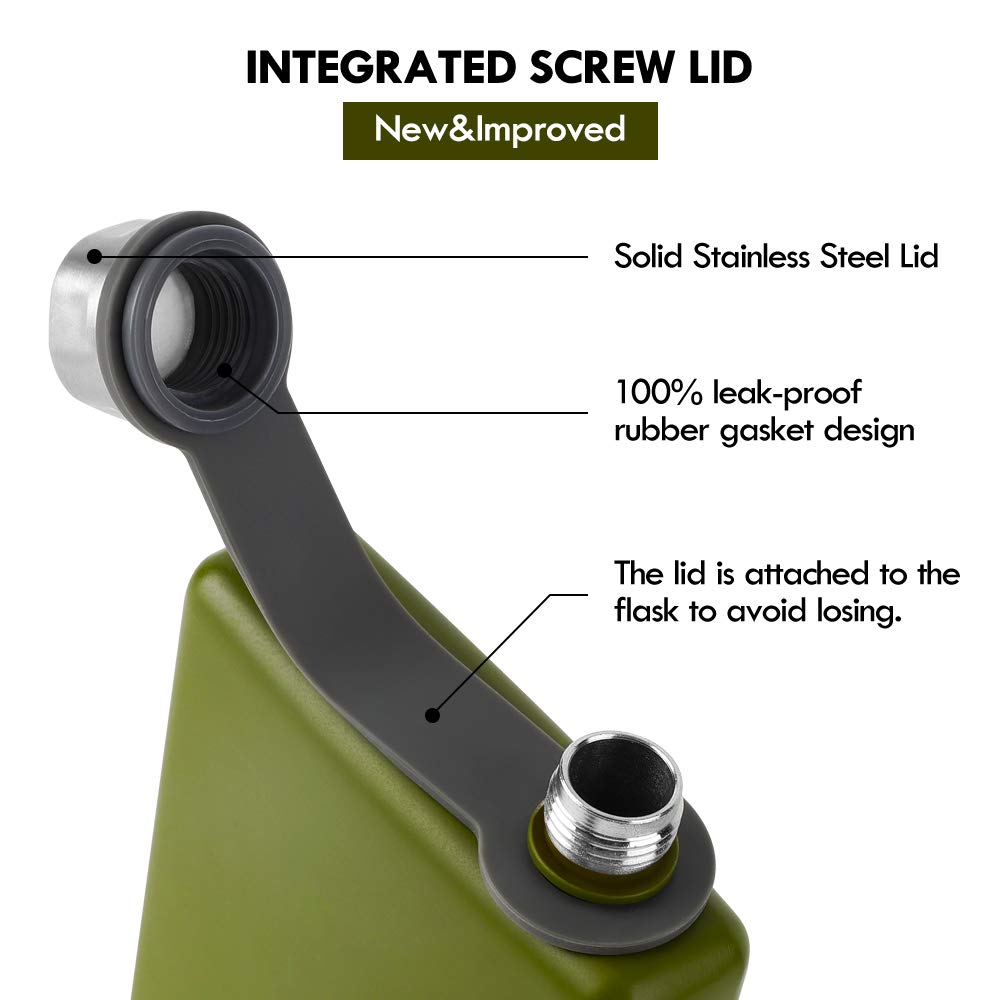 KWANITHINK Flask with funnel, 304 stainless steel, easy filling without spills
