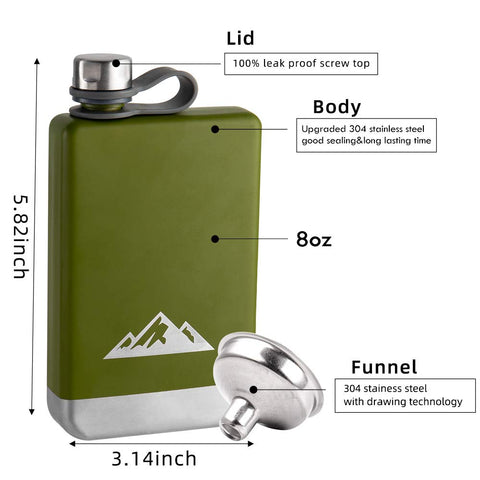 KWANITHINK Whiskey flask with integrated cap, secure seal for on-the-go sipping