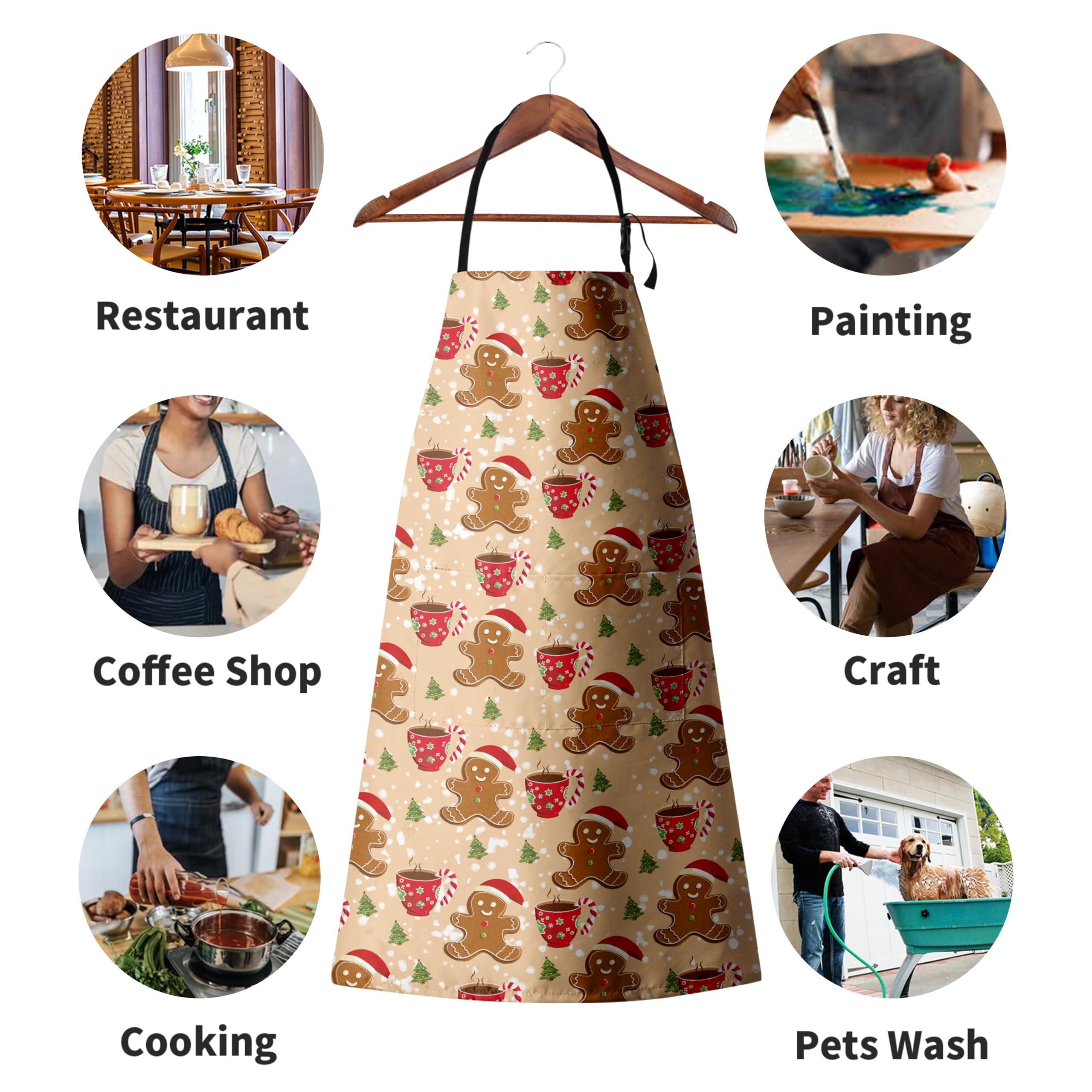 Kwlegh adjustable neck strap apron worn comfortably during cooking.