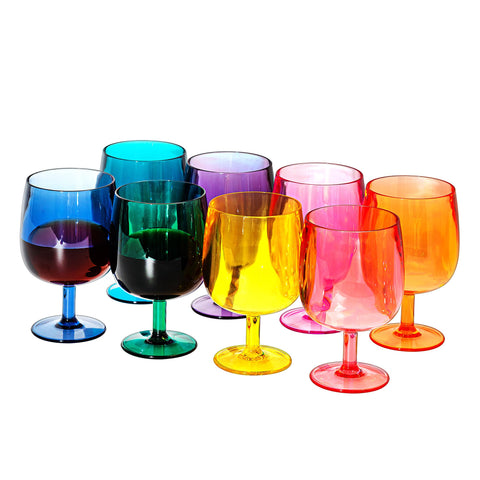 KX-WARE Classic acrylic wine glasses in multicolor, durable and shatterproof for everyday dining