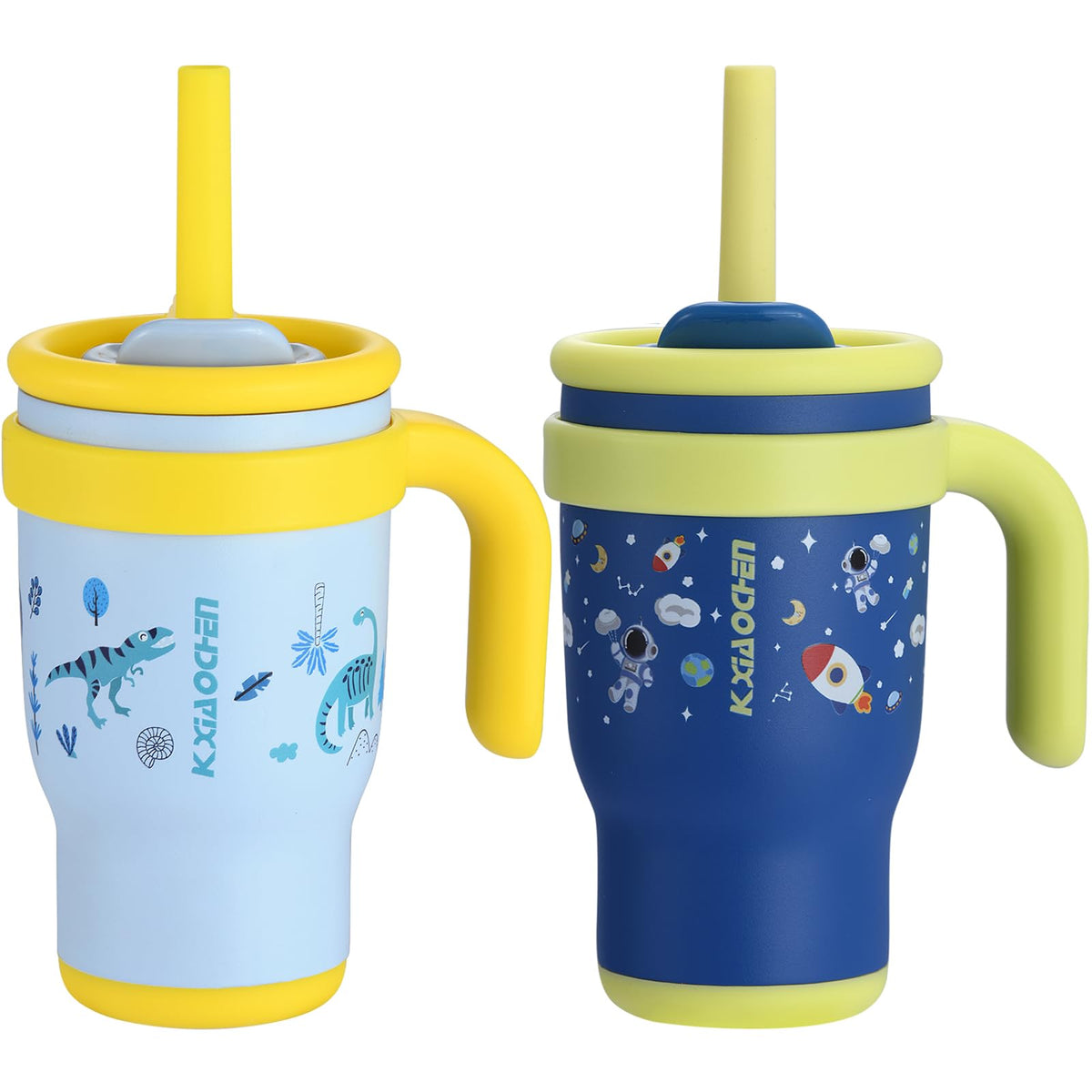 KXIAOCHEN dinosaur design 14oz tumbler keeps drinks fun for kids on the go.