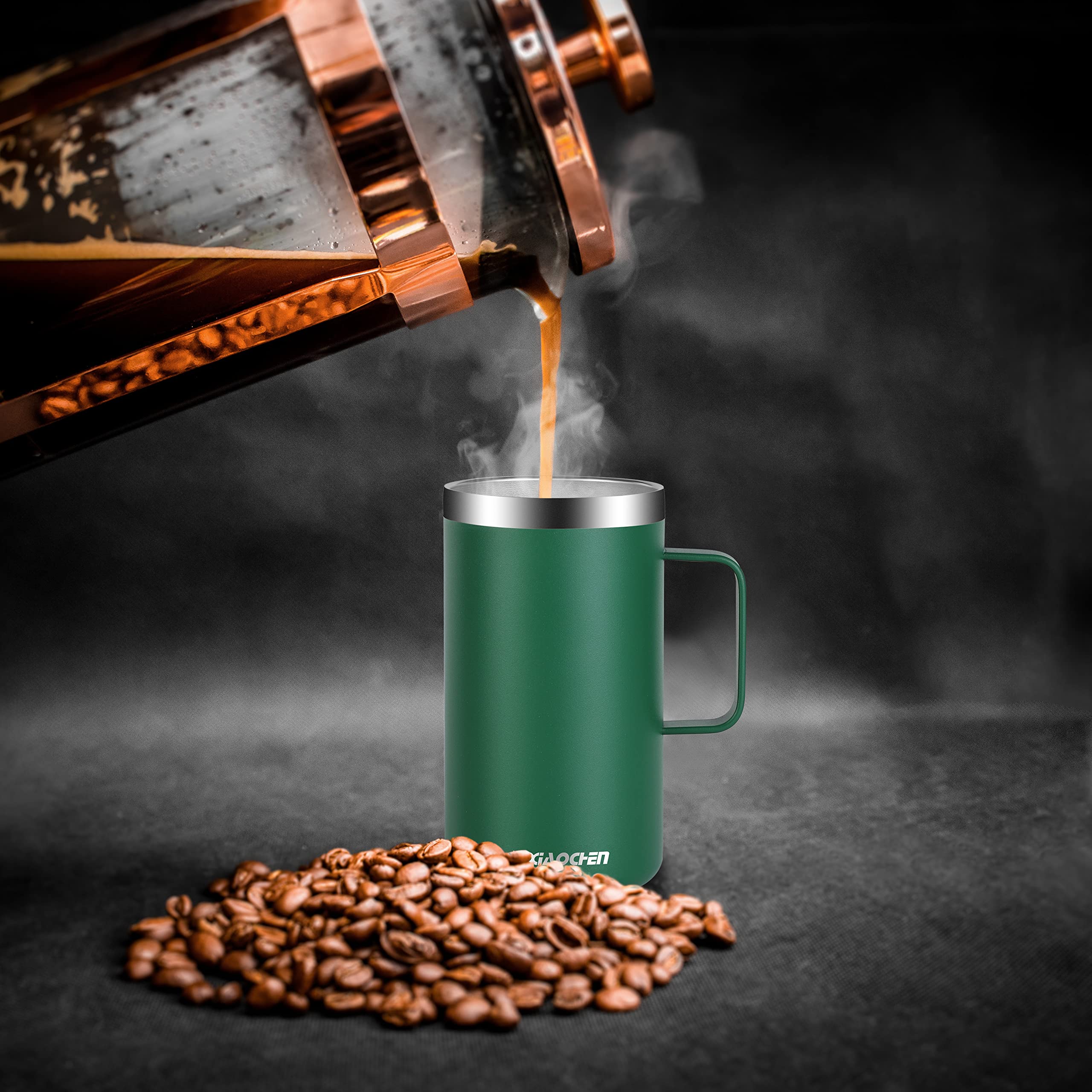 KXIAOCHEN double-wall-vacuum mug maintains heat and blocks condensation during long workdays.