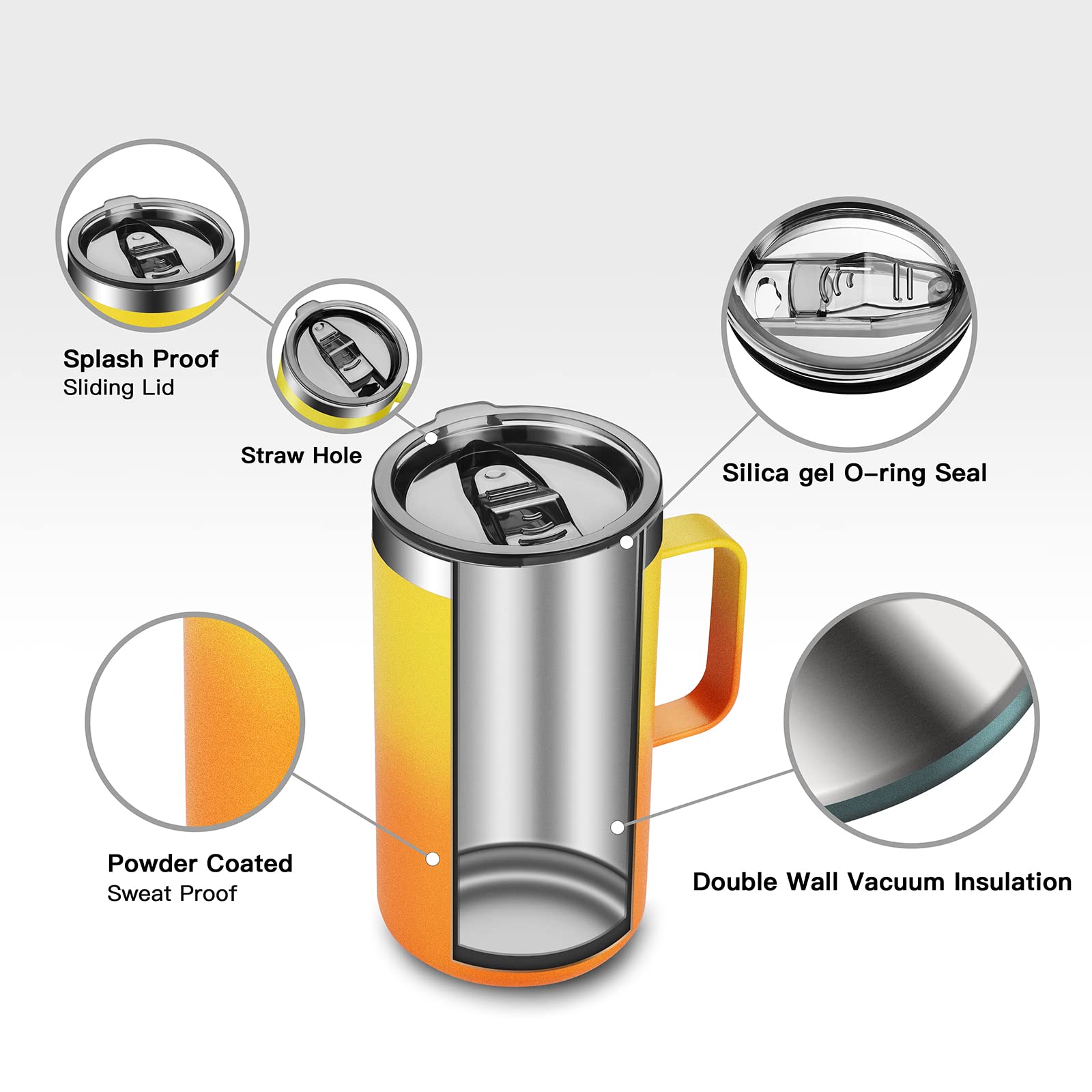 KXIAOCHEN grey sliding lid enables easy sipping on the go.