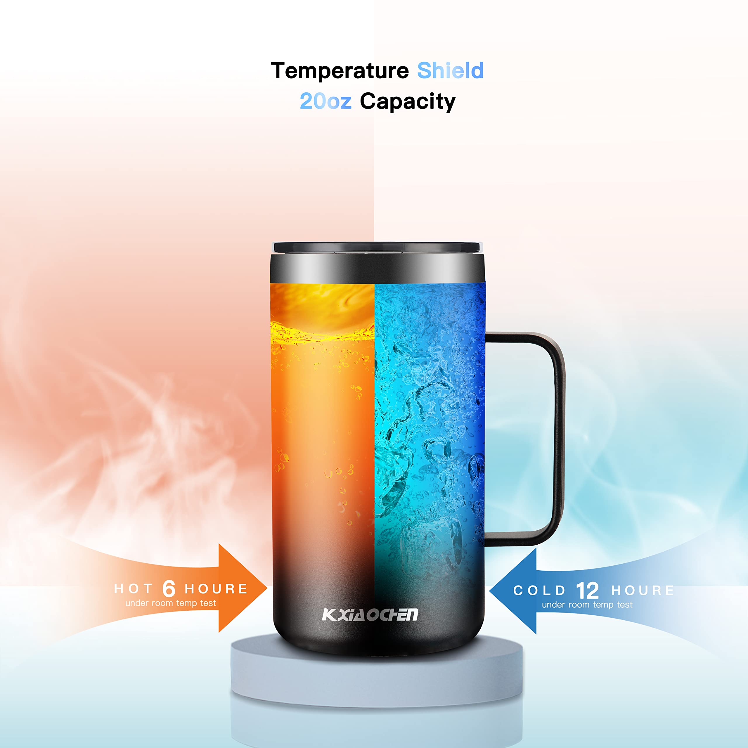 KXIAOCHEN mug with non-slip handle for secure grip during travel.