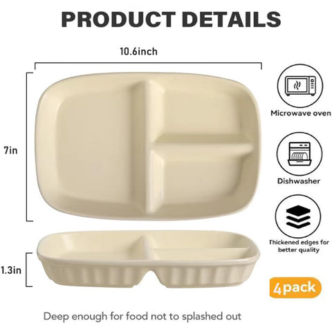 Microwave-safe K Y KANGYUN divided plate ready for reheating meals