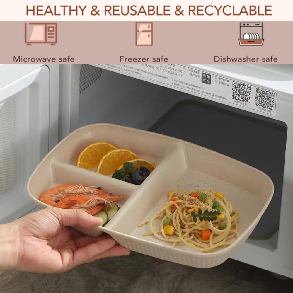Four-pack K Y KANGYUN divided plates in assorted colors for versatile daily use