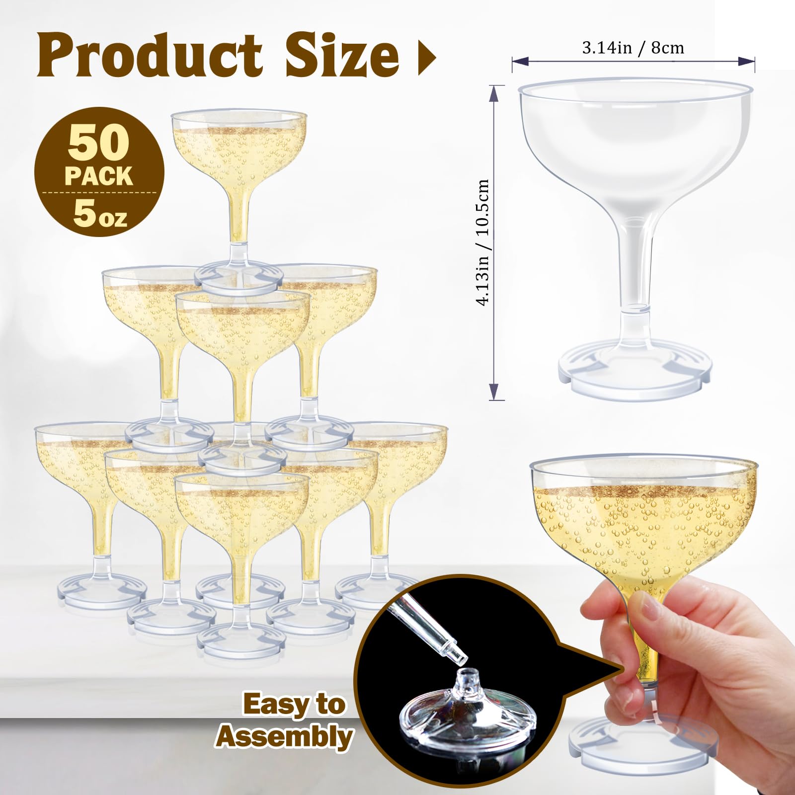 KYAPCK disposable champagne glasses pack for quick party cleanup