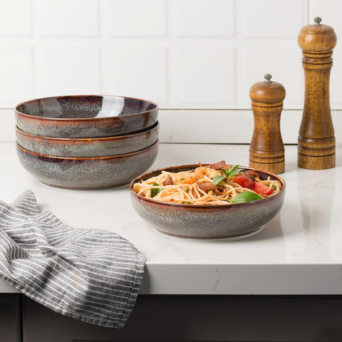 KYBSCZ reactive-glaze caramel-brown bowl, adds color and warmth to weeknight meals.