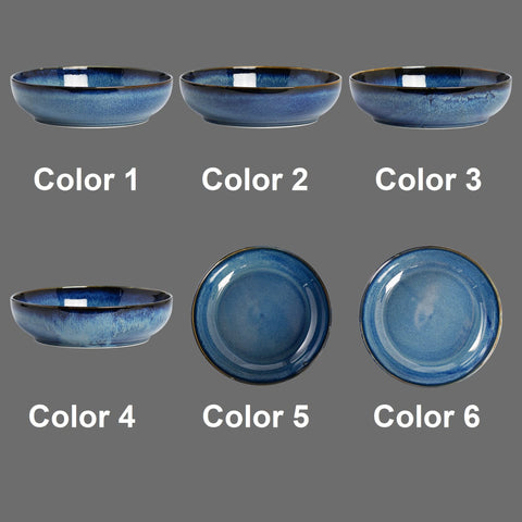 Close-up of reactive glaze on KYBSCZ bowls, each unique