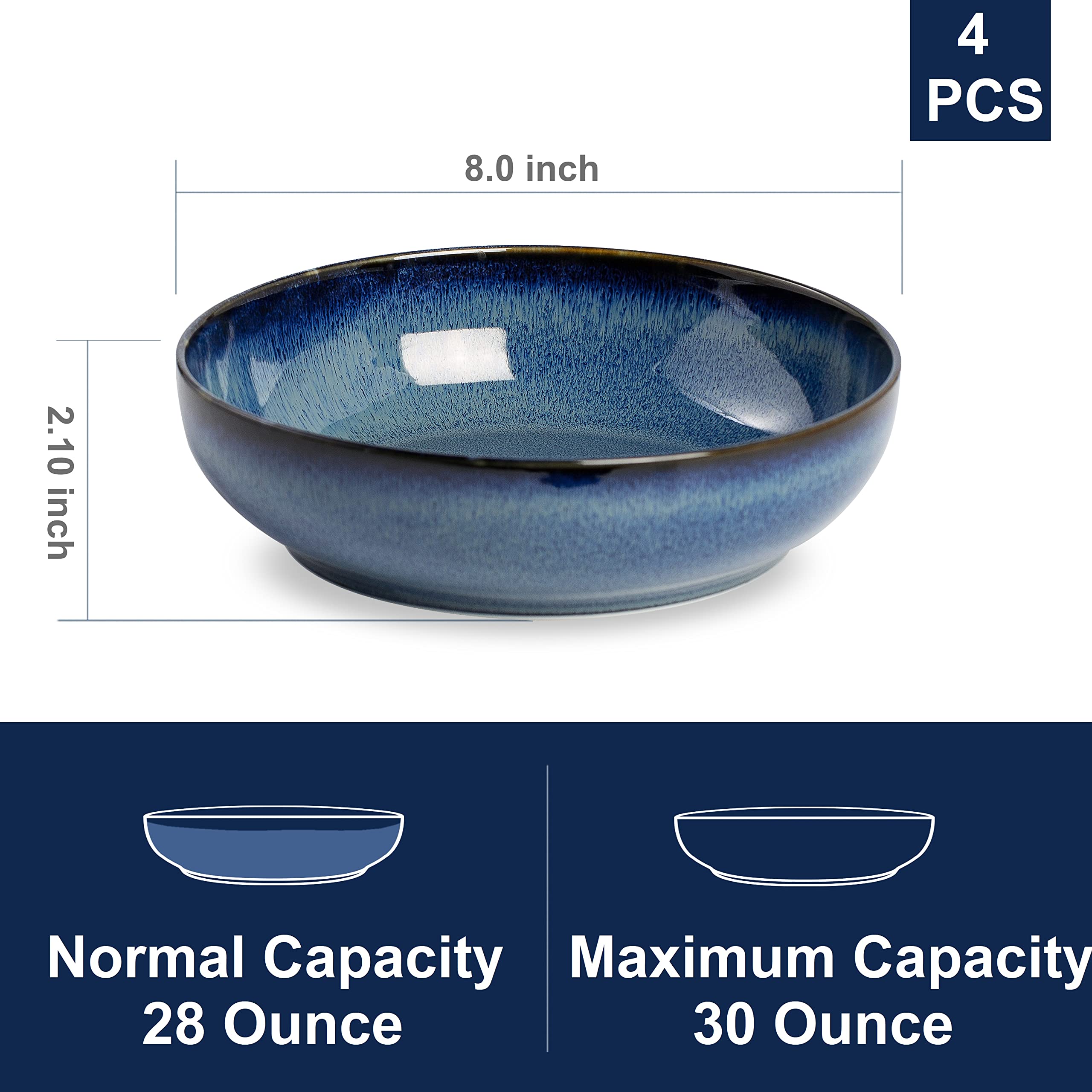 KYBSCZ four-pack bowls on table, perfect for pasta, salad, or soup