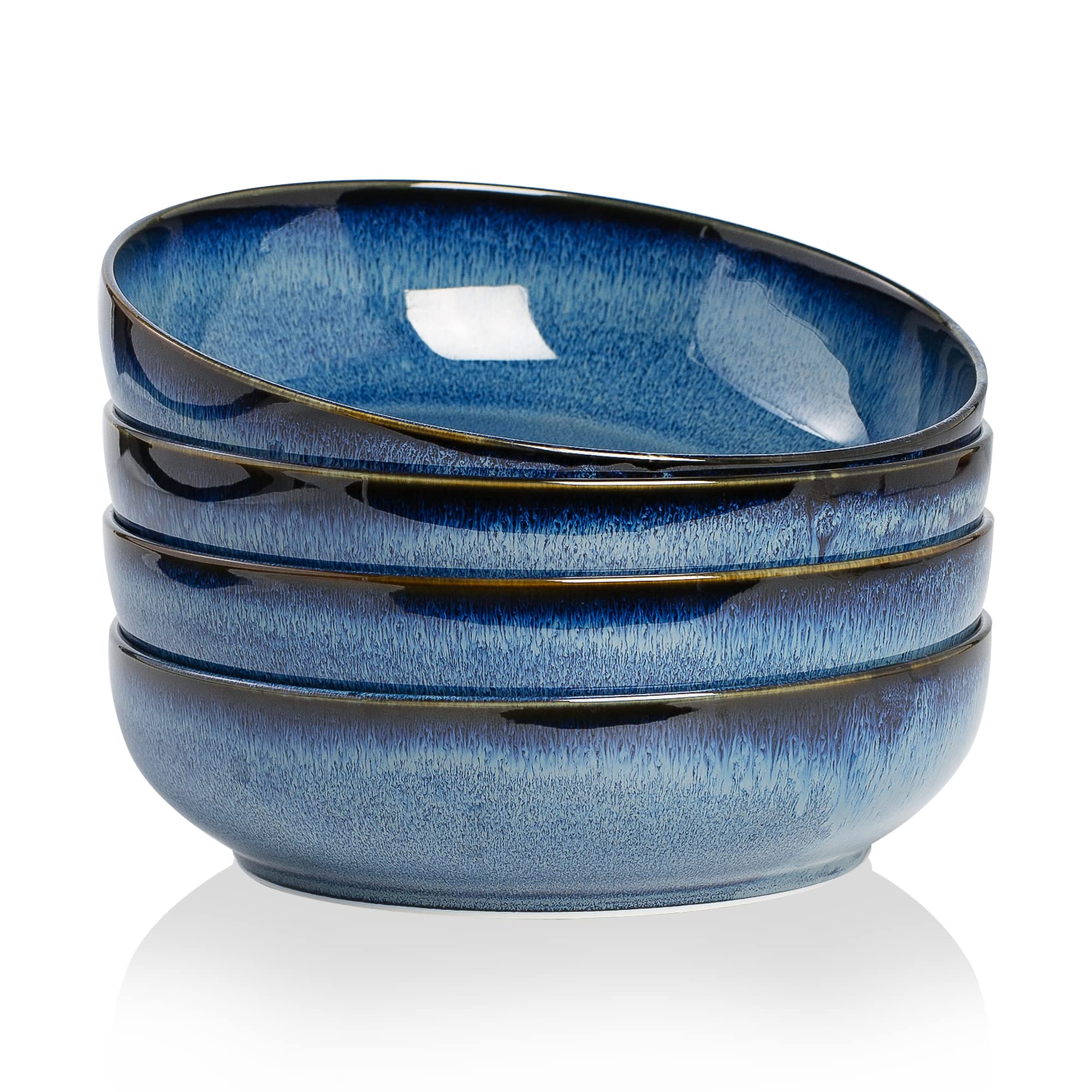 KYBSCZ Royal Blue ceramic pasta bowls, front view, ideal for large servings