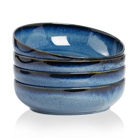 KYBSCZ Royal Blue ceramic pasta bowls, front view, ideal for large servings
