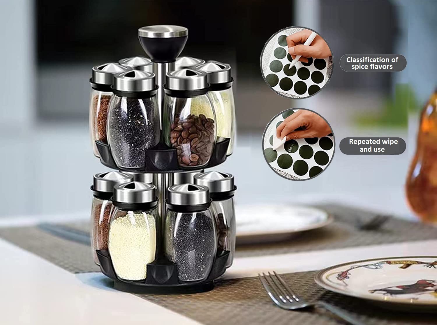 Kylinbigda 12-spice jars included demonstrate organized seasoning at hand