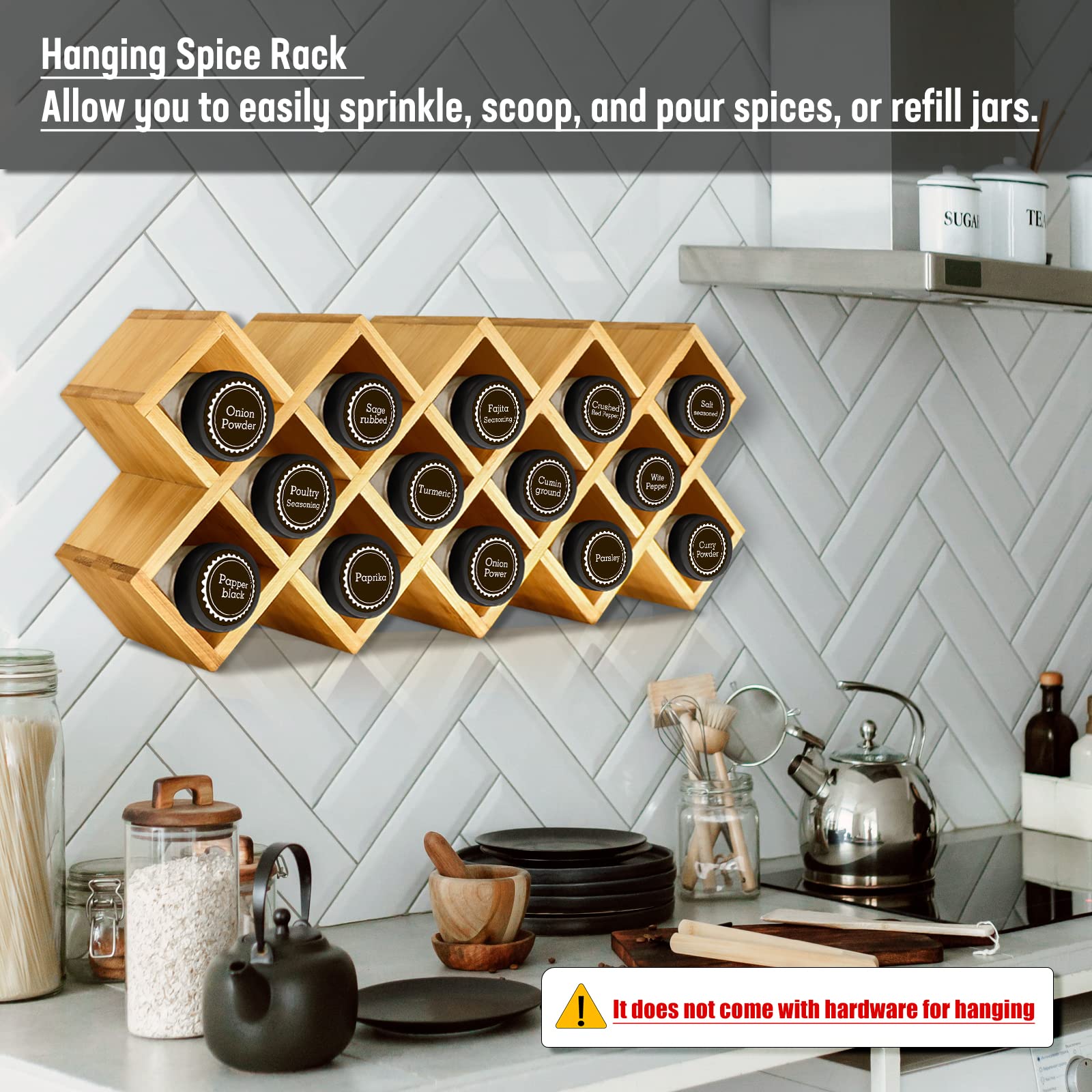 Kylinbigda bamboo spice rack countertop setup proves ready-to-use out of the box.