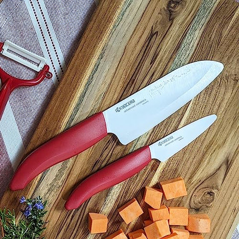 KYOCERA 3-inch paring knife offers detailed trimming and garnishing tasks.