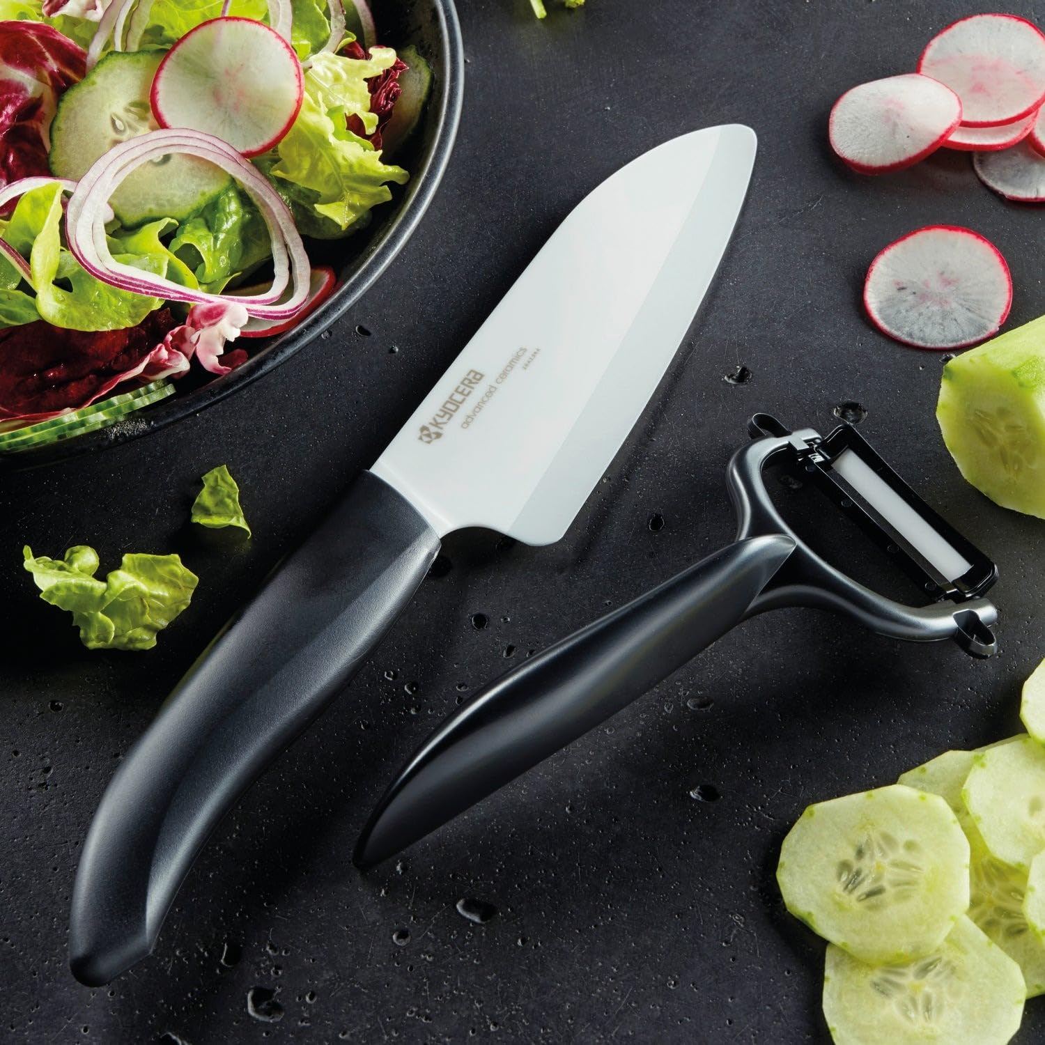 KYOCERA easy-to-clean ceramic blade resists rust and acids for reliable kitchen use
