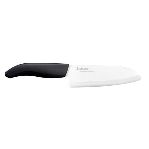 Kyocera FK-140-WH Santoku blade shows a sharp ceramic edge for precise slicing