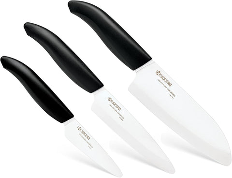 KYOCERA FK-3PC BK Santoku 5.5-inch knife for precise slicing of fruits and vegetables.