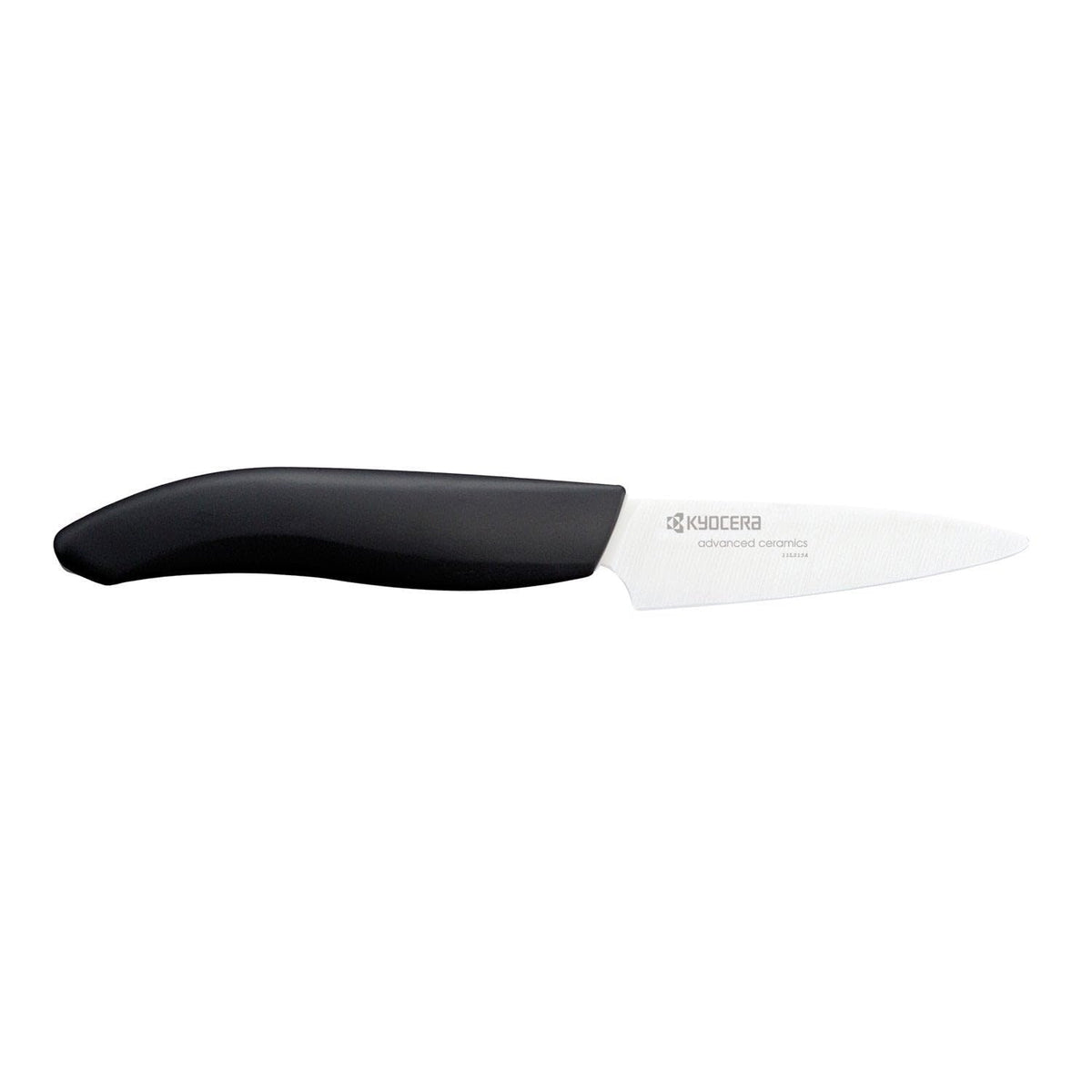 KYOCERA Revolution 3-inch paring knife with white blade and black handle for precise peeling