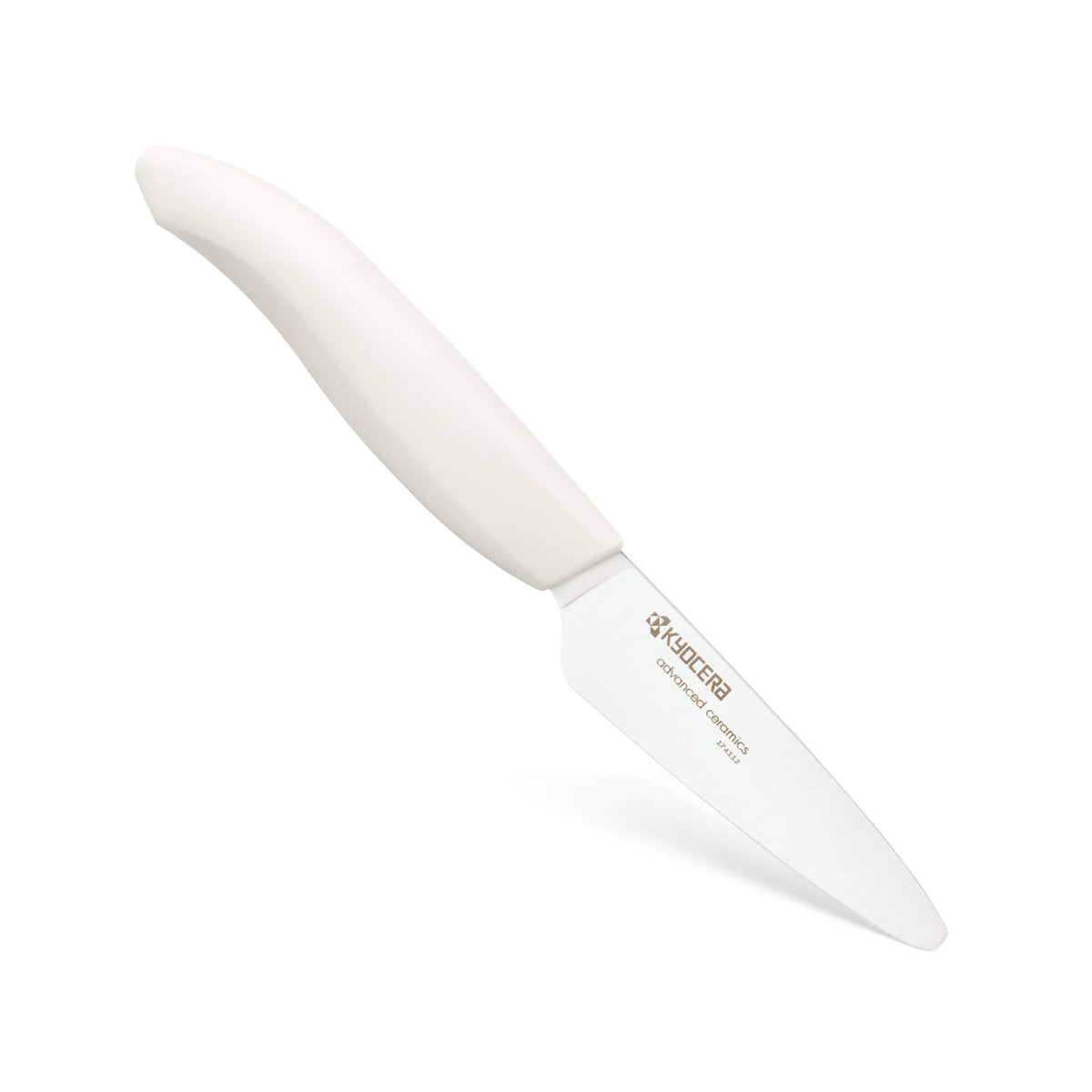 Kyocera Revolution 3in paring knife with white handle for precise peeling.