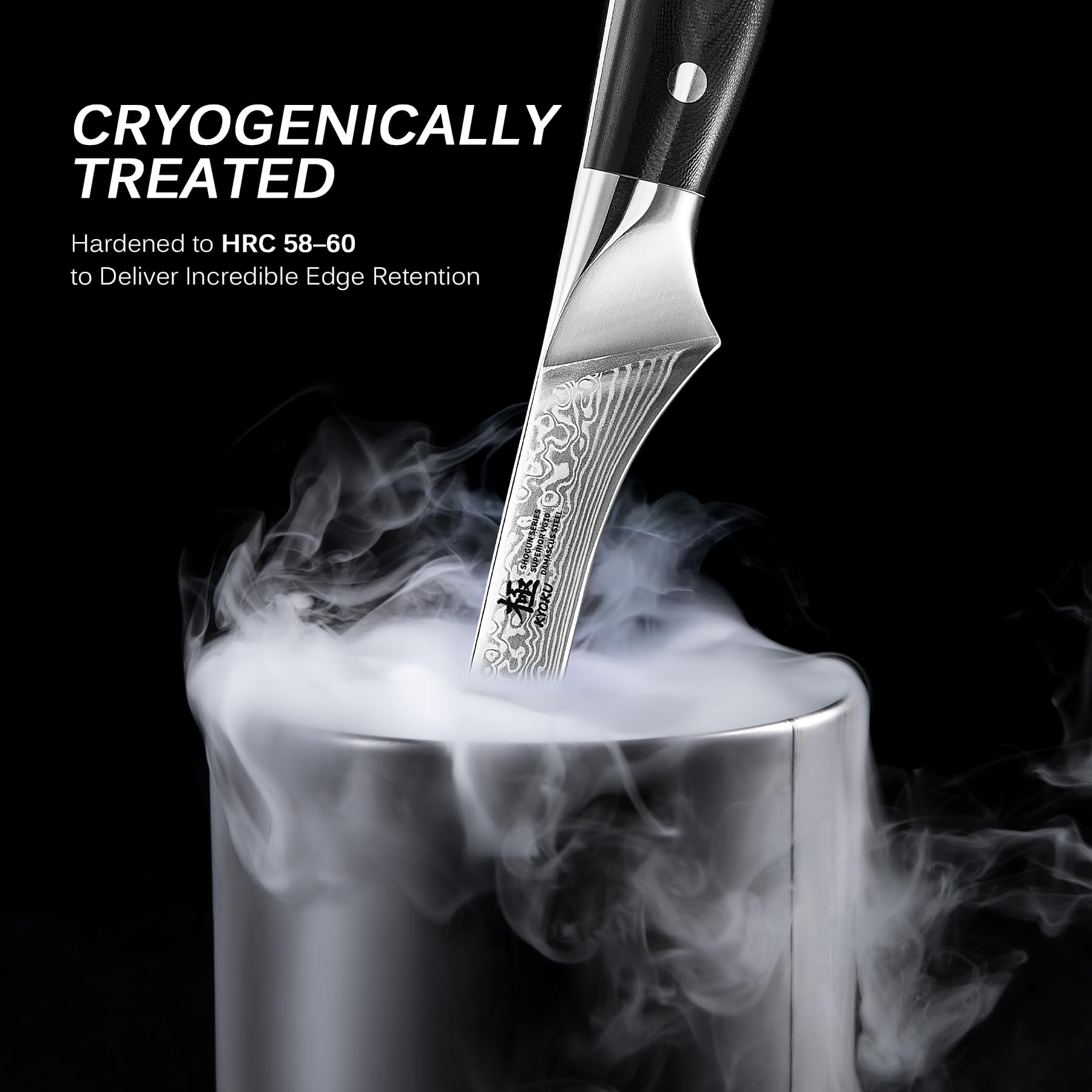 KYOKU boning knife ergonomic handle improves control during deboning.