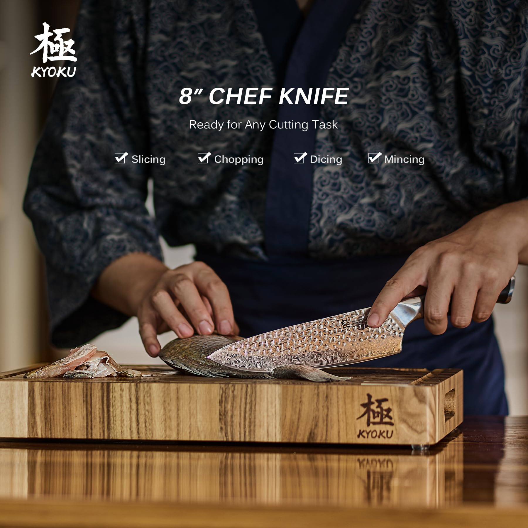 KYOKU knife in protective sheath keeps blade safe and clean