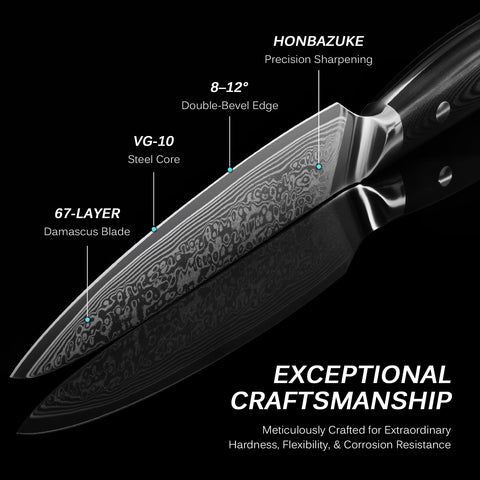 KYOKU knife hammer-beaten tang detail preventing sticking and showcasing craftsmanship.