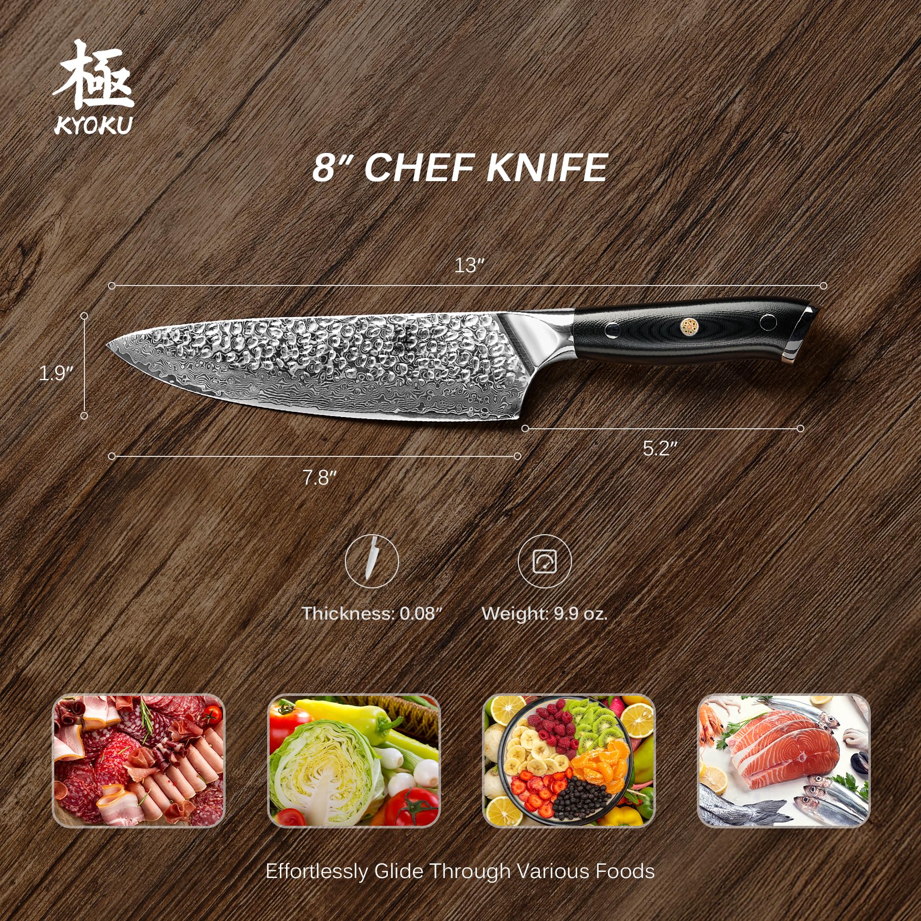 KYOKU honbazuke ultra-sharp edge shown on the blade