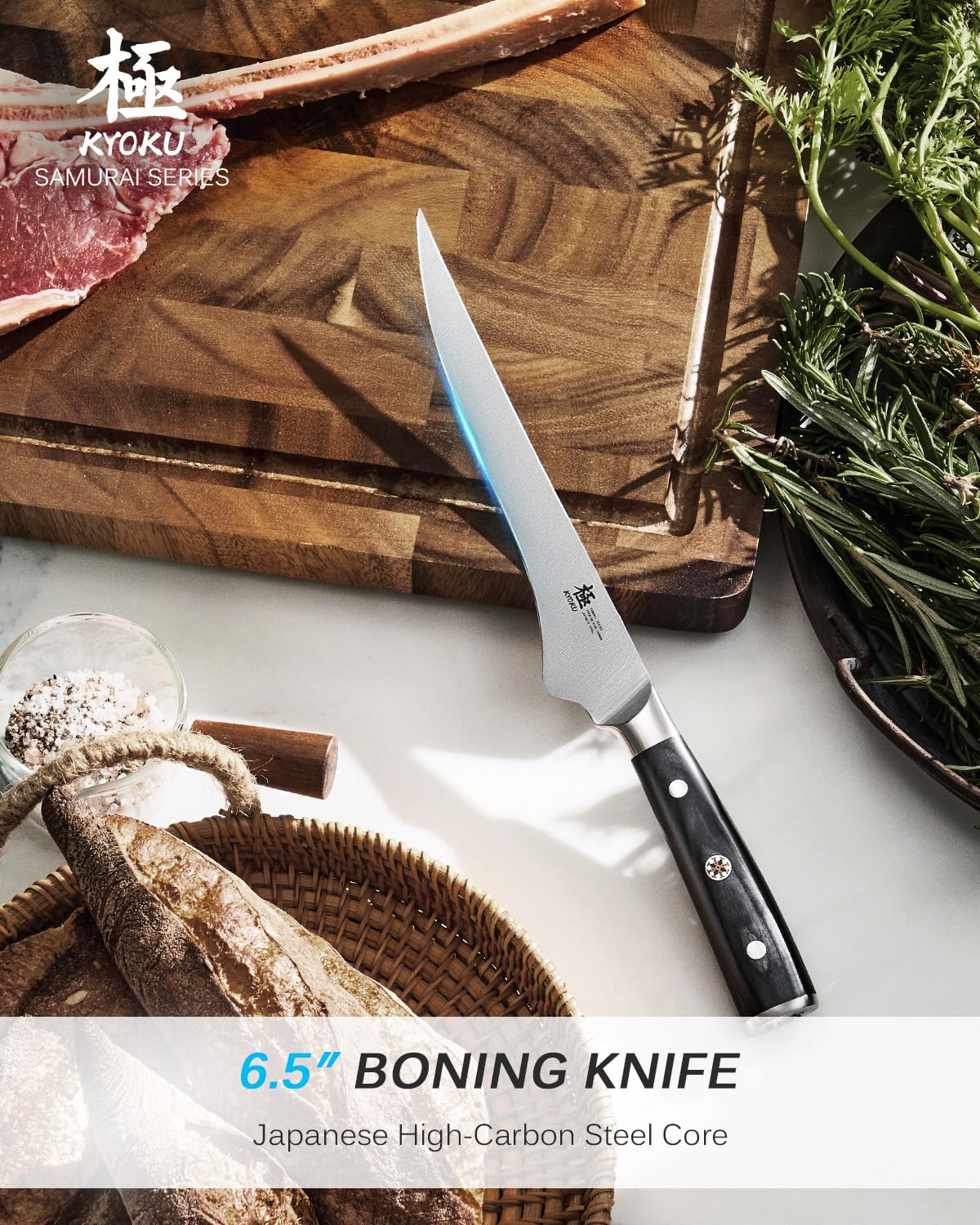 KYOKU boning knife curved blade for clean meat separation