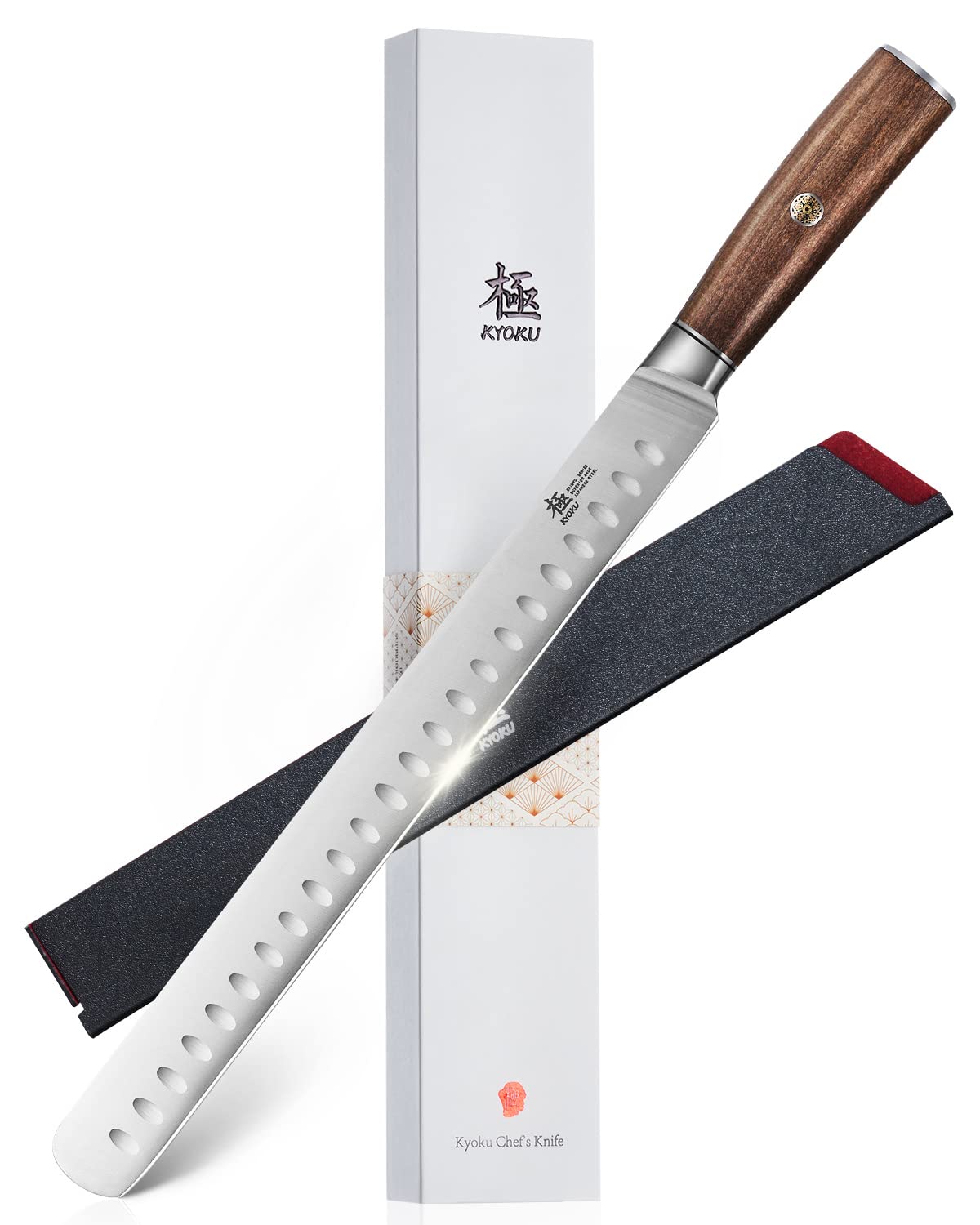 KYOKU Daimyo 12in slicing knife blade close-up for precise meat carving