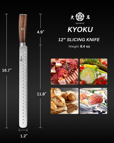 KYOKU Daimyo 12in slicing knife carving in action