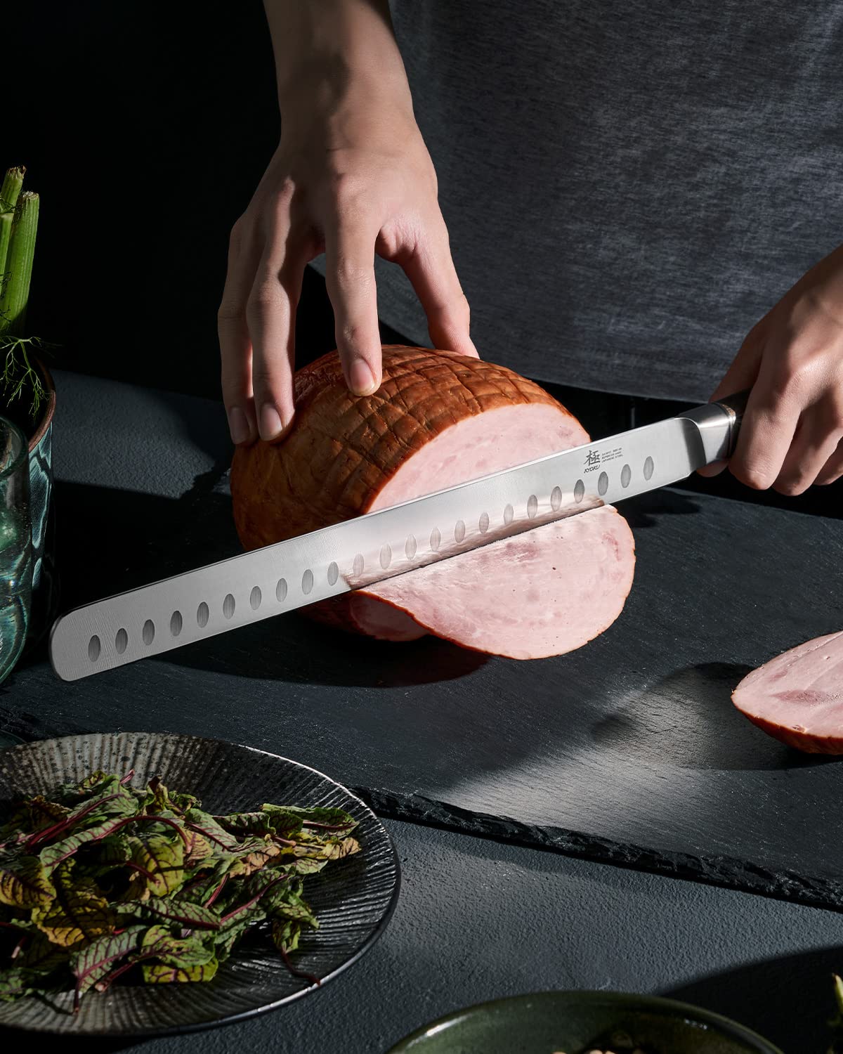 KYOKU Daimyo 12in knife carving brisket slices