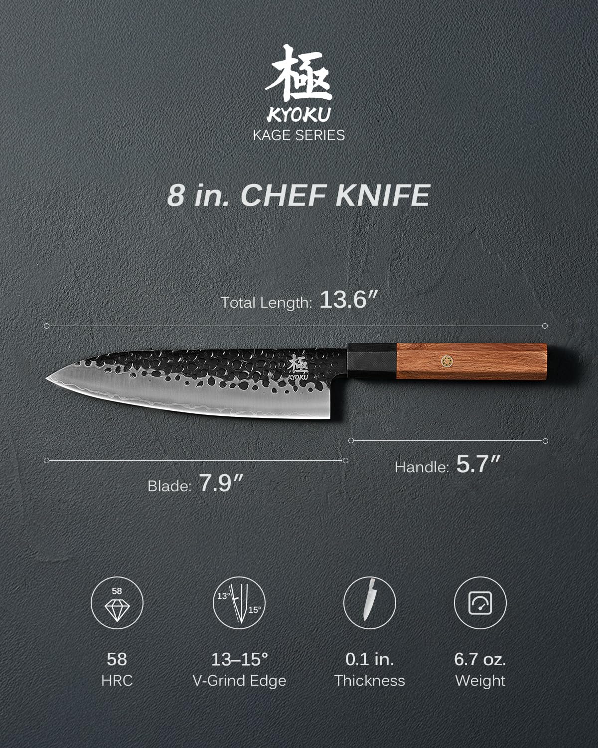 KYOKU Kage 8-inch knife stored in case for hygienic organization