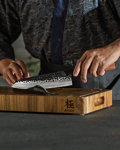 KYOKU Kage 8-inch knife rosewood handle detail highlighting comfort and balance