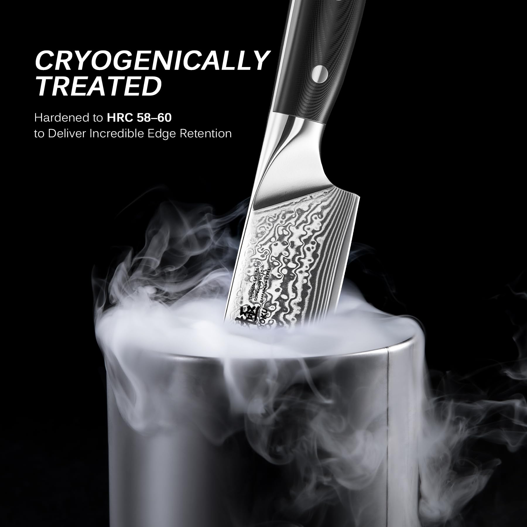 KYOKU Kiritsuke fiberglass handle with mosaic pin emphasizing durability