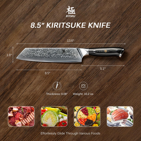 KYOKU Kiritsuke knife slicing vegetables with smooth precision