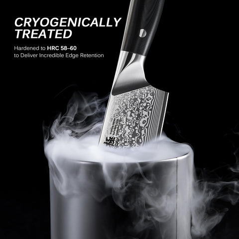 KYOKU Nakiri with sheath demonstrates safe storage and travel-ready protection.